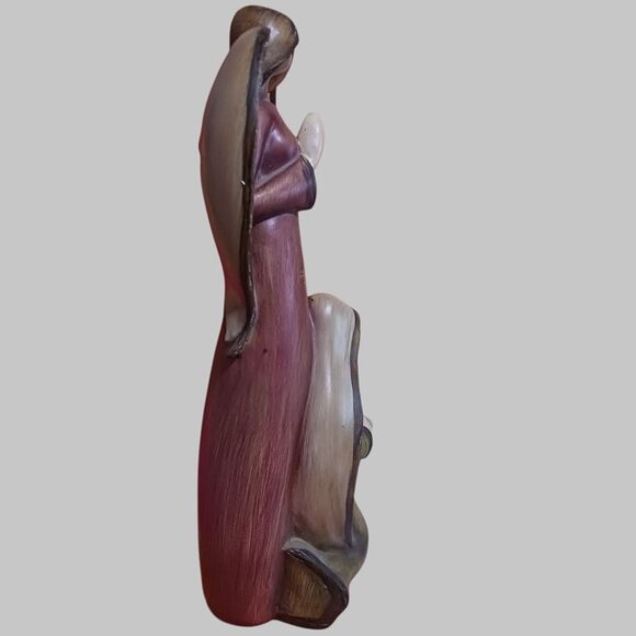 Statue of  Angel Watching over Mary  & Jesus With Praying Hands Scene - Picture 4 of 7